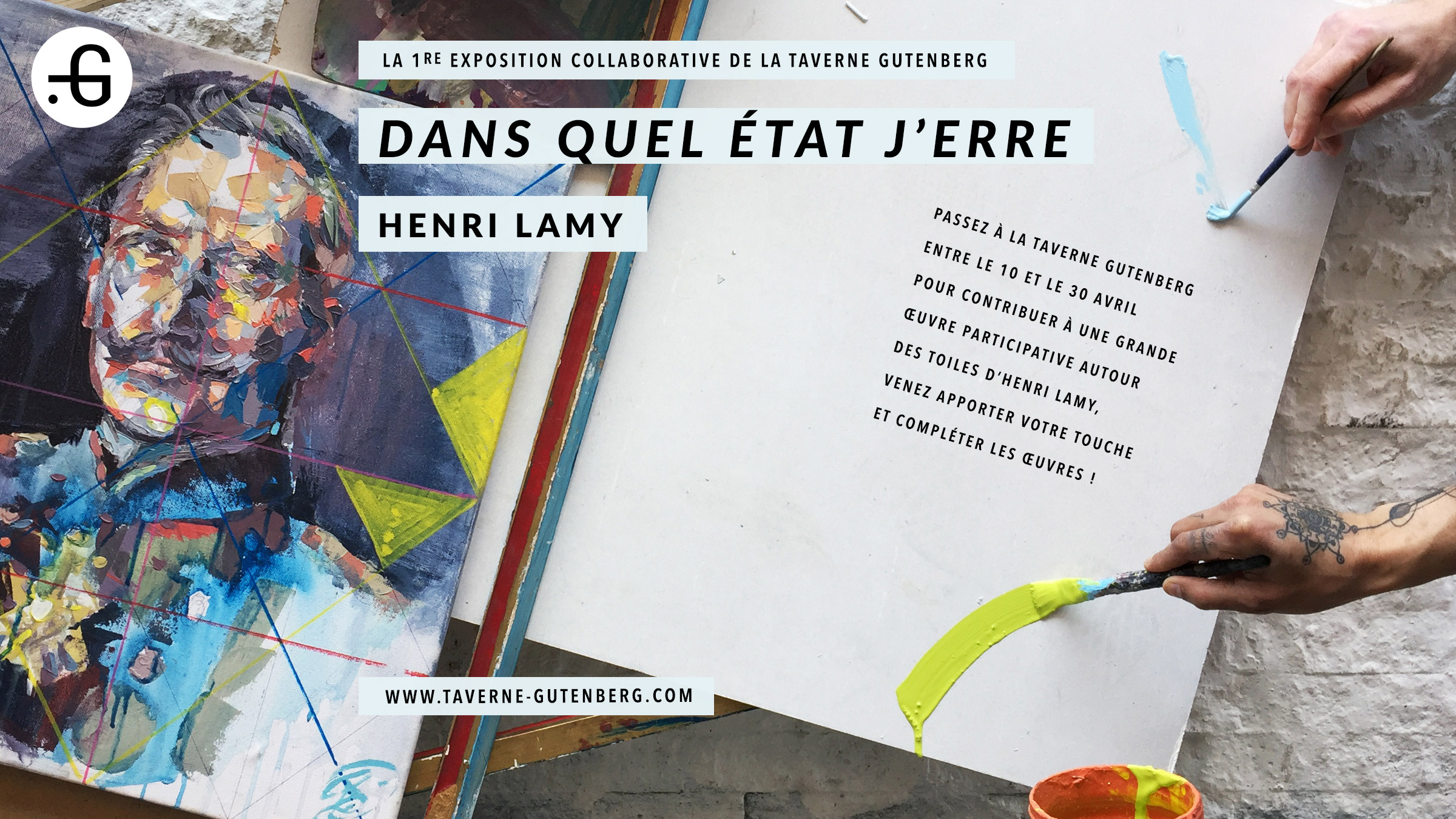 Affiche "Henri Lamy" exposition à la Taverne Gutenberg, 13/04/2017