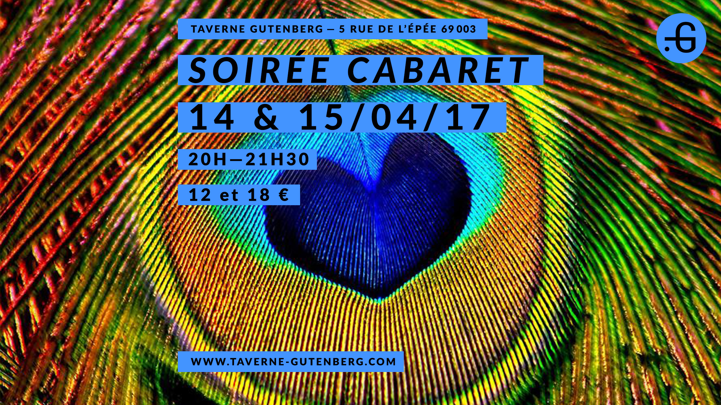 Affiche "Cabaret" soirée à la Taverne Gutenberg, 14 et 15/04/2017