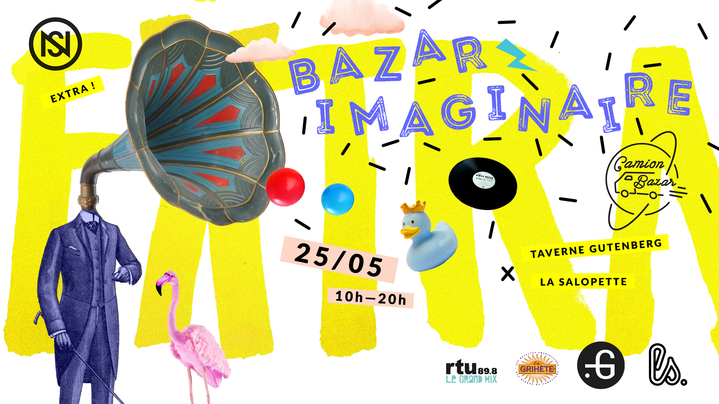 Taverne Gutenberg, affiche de l'Extra Nuits Sonores "Bazar Imaginaire"