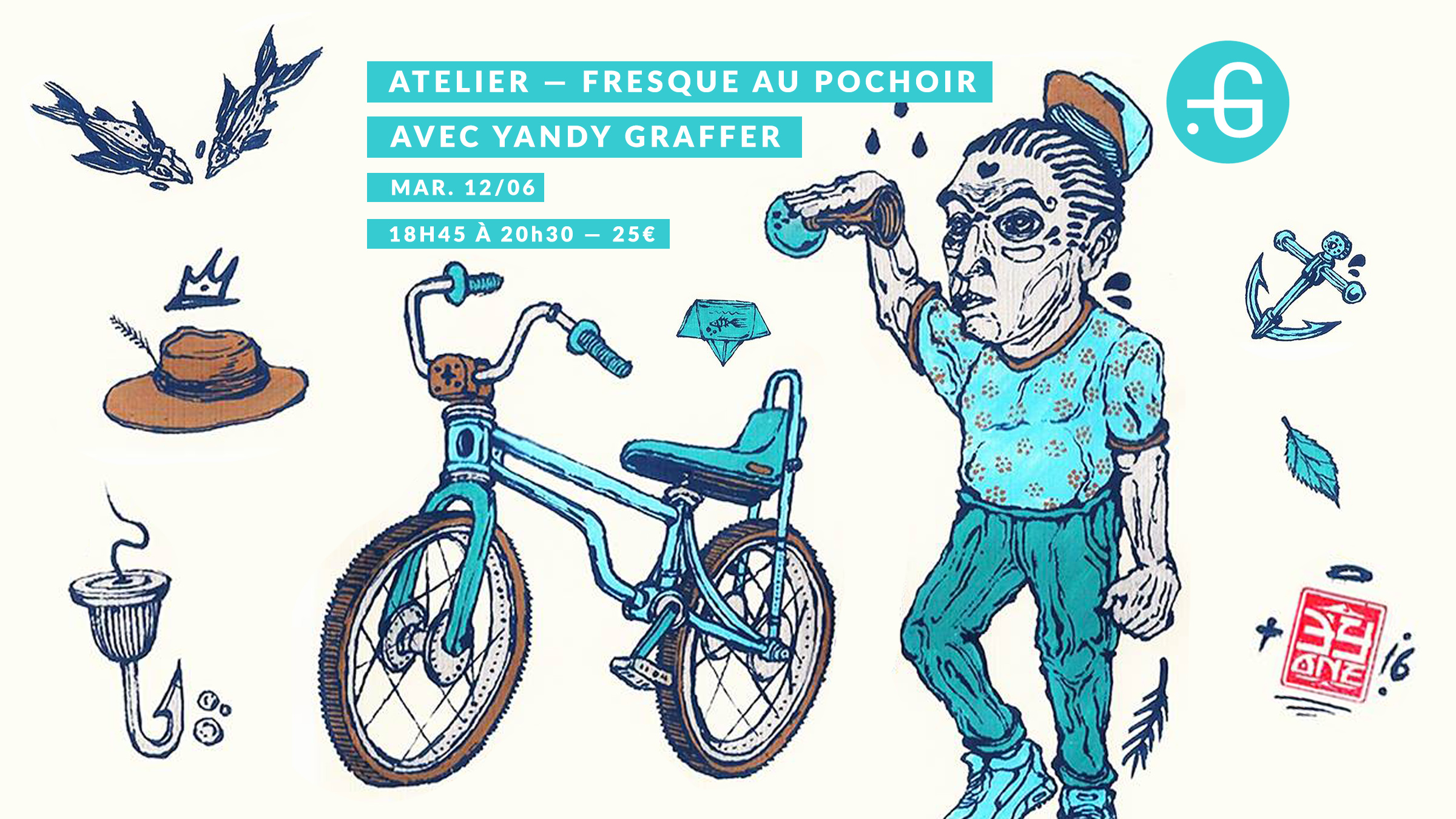 Atelier, Fresque au pochoir, Yandi Graffer, 12/06